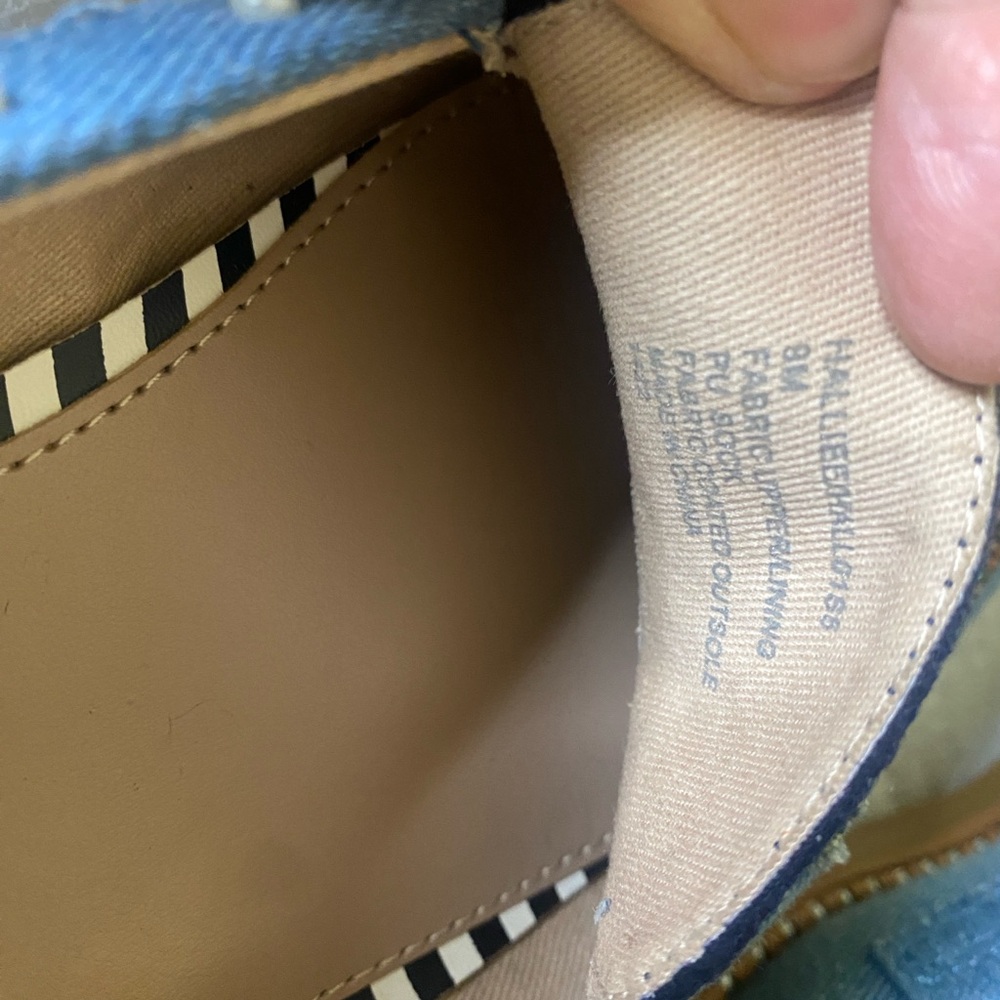 Betsy Johnson’s denim rhinestone, pearls, and studded loafers 9M - Picture 5 of 10